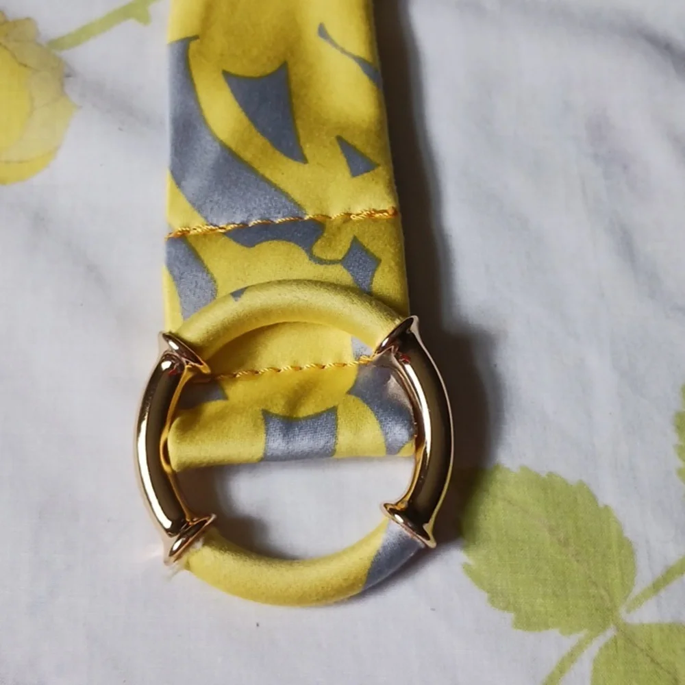 Nwt J.Crew Silk Belt Nautical Yellow Gold Women's Preppy - Picture 1 of 5
